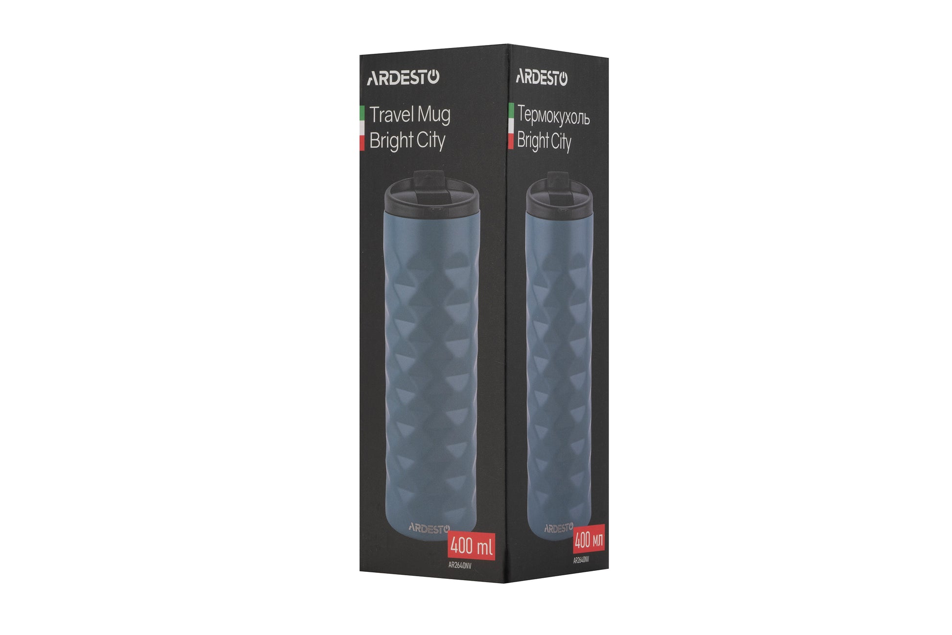 Ardesto Travel mug Bright City 400 ml, stainless steel, dark blue