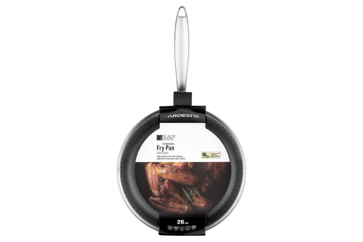 Ardesto Fry pan Black Mars Avior, 26cm, Triply stainless steel