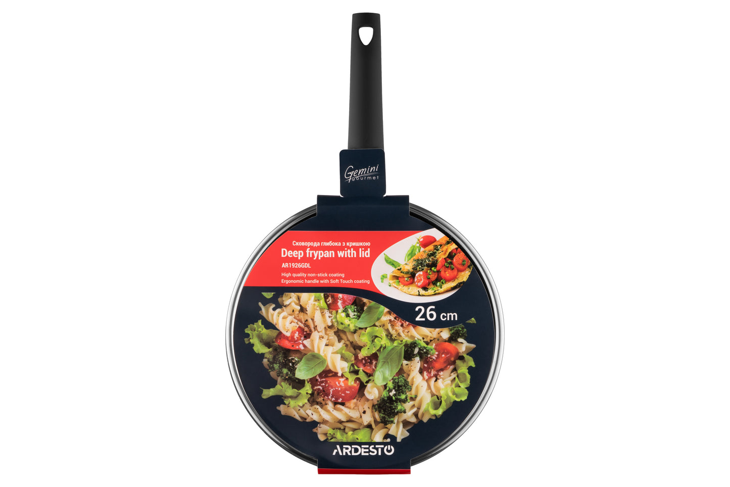Ardesto Deep Fry pan with lid Gemini Gourmet Viareggio, 26cm, aluminium, black