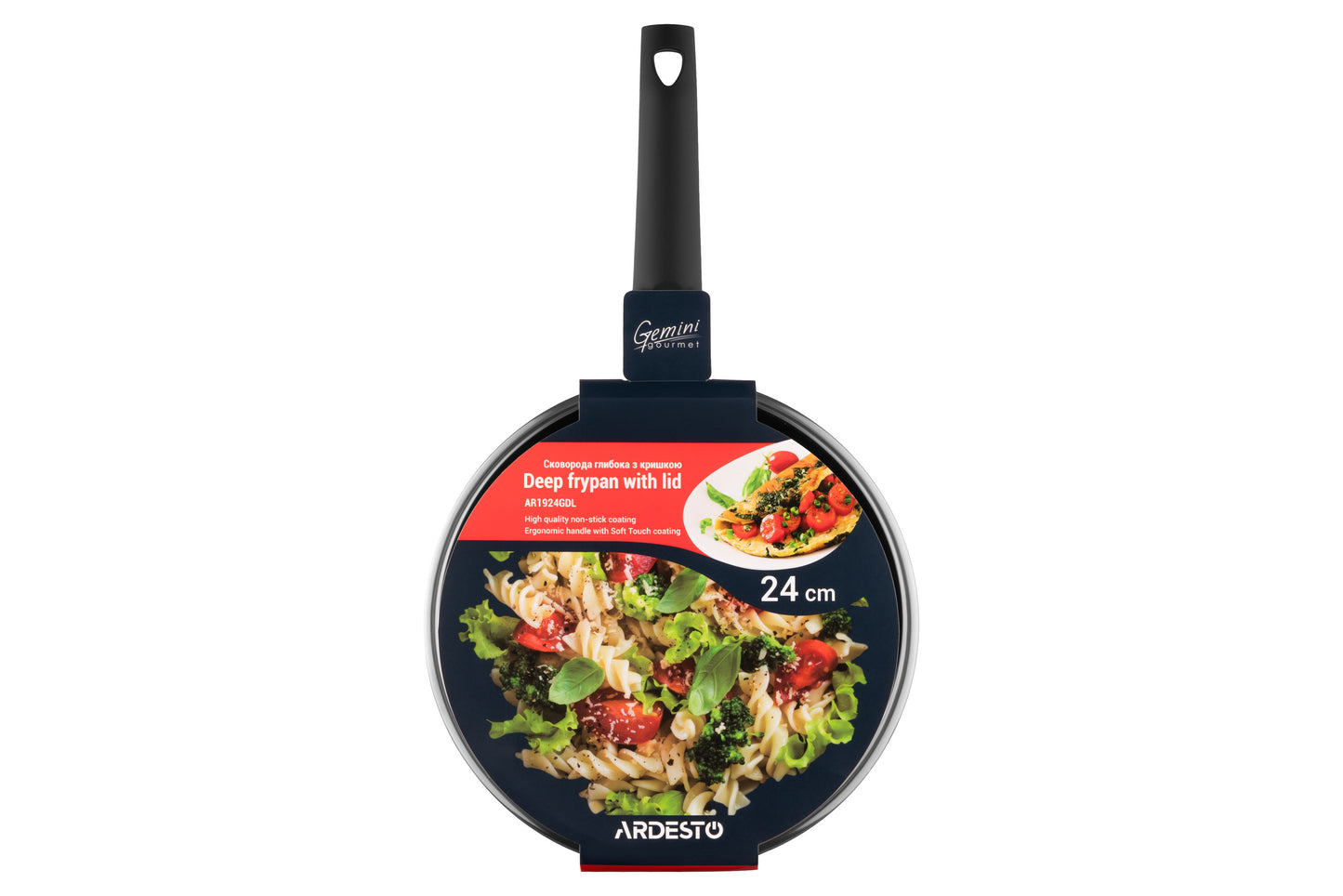 Ardesto Deep Fry pan with lid Gemini Gourmet Viareggio, 24cm, aluminium, black