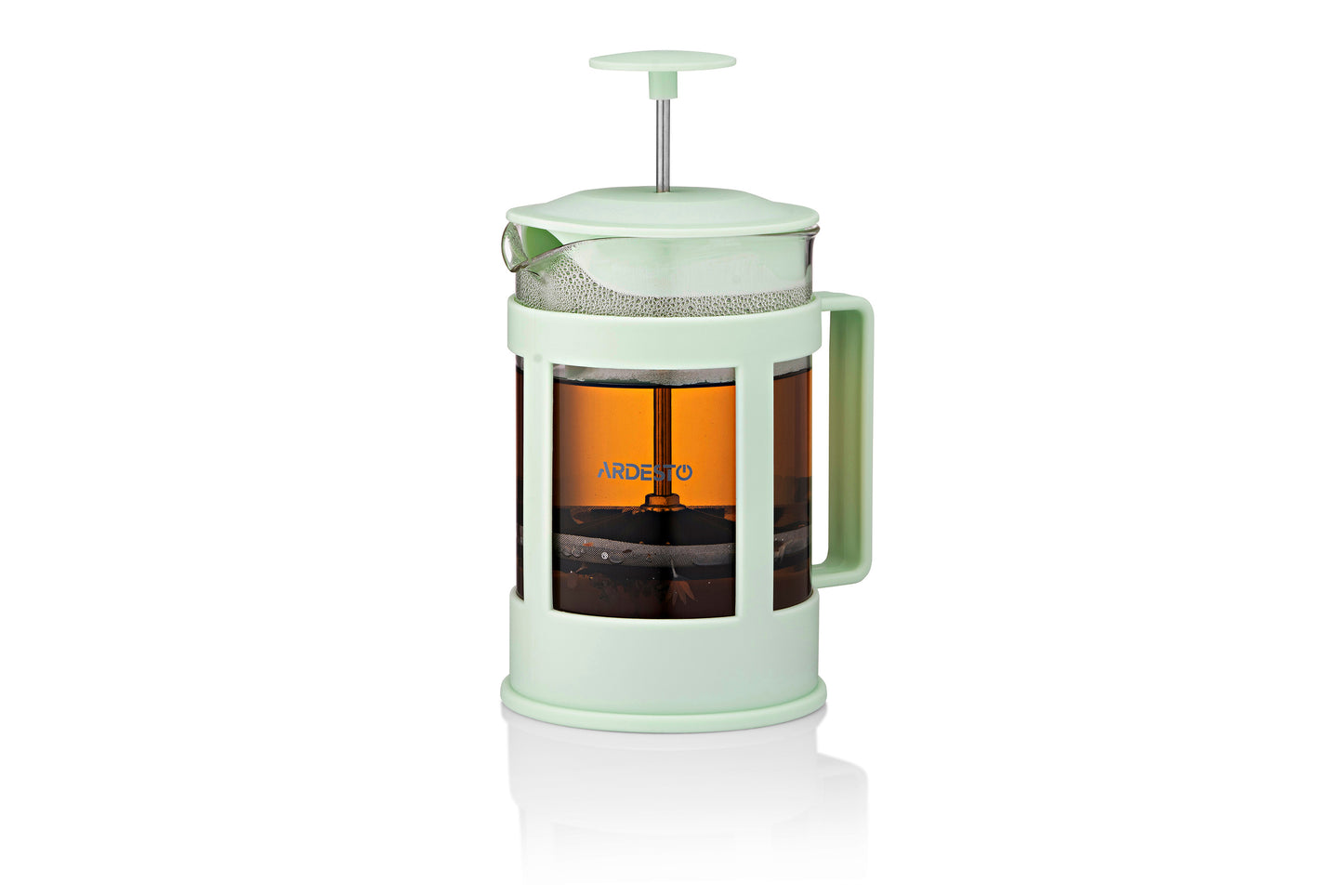 Ardesto French press Fresh, 800ml, borosilicate glass, plastic, transparent, light green
