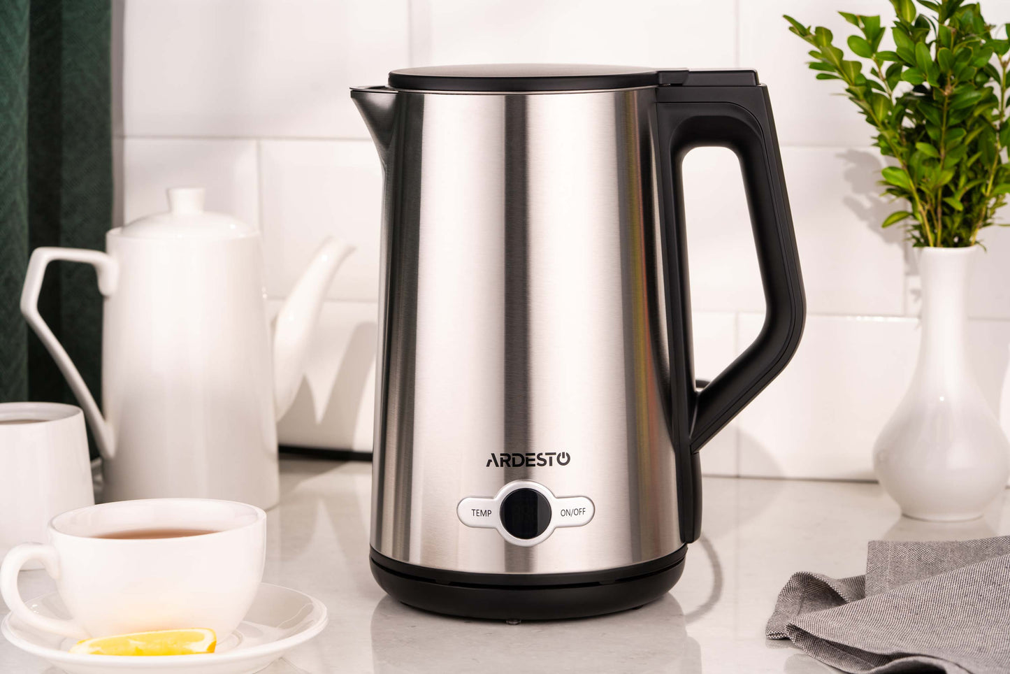 Ardesto Electric kettle  Steel Collection EKL-X52E, 1.7L, LED display, double-walled, STRIX, silver