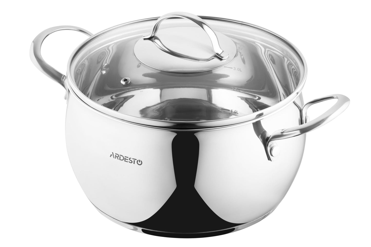 Ardesto Casserole with glass lid Gemini Liguria, 5l, stainless steel
