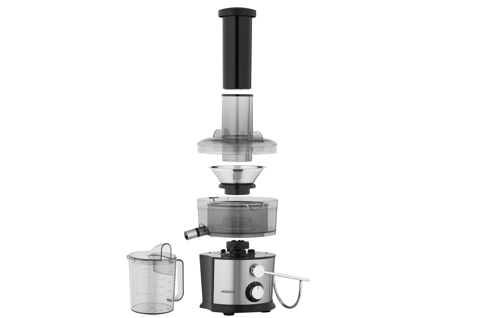 Ardesto centrifugal juicer, 1100W, bowl-1L, plastic/iron, silver-black