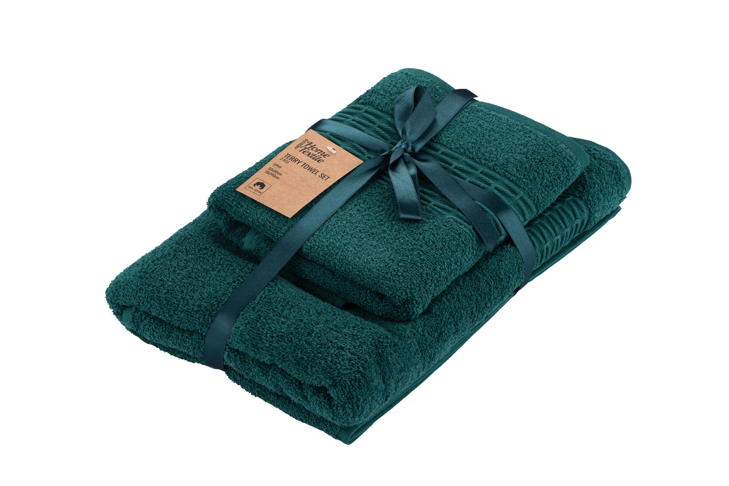 Ardesto Terry towel set Lotus, 50х90cm, 70х140cm, 2pcs, 100% cotton, dark green