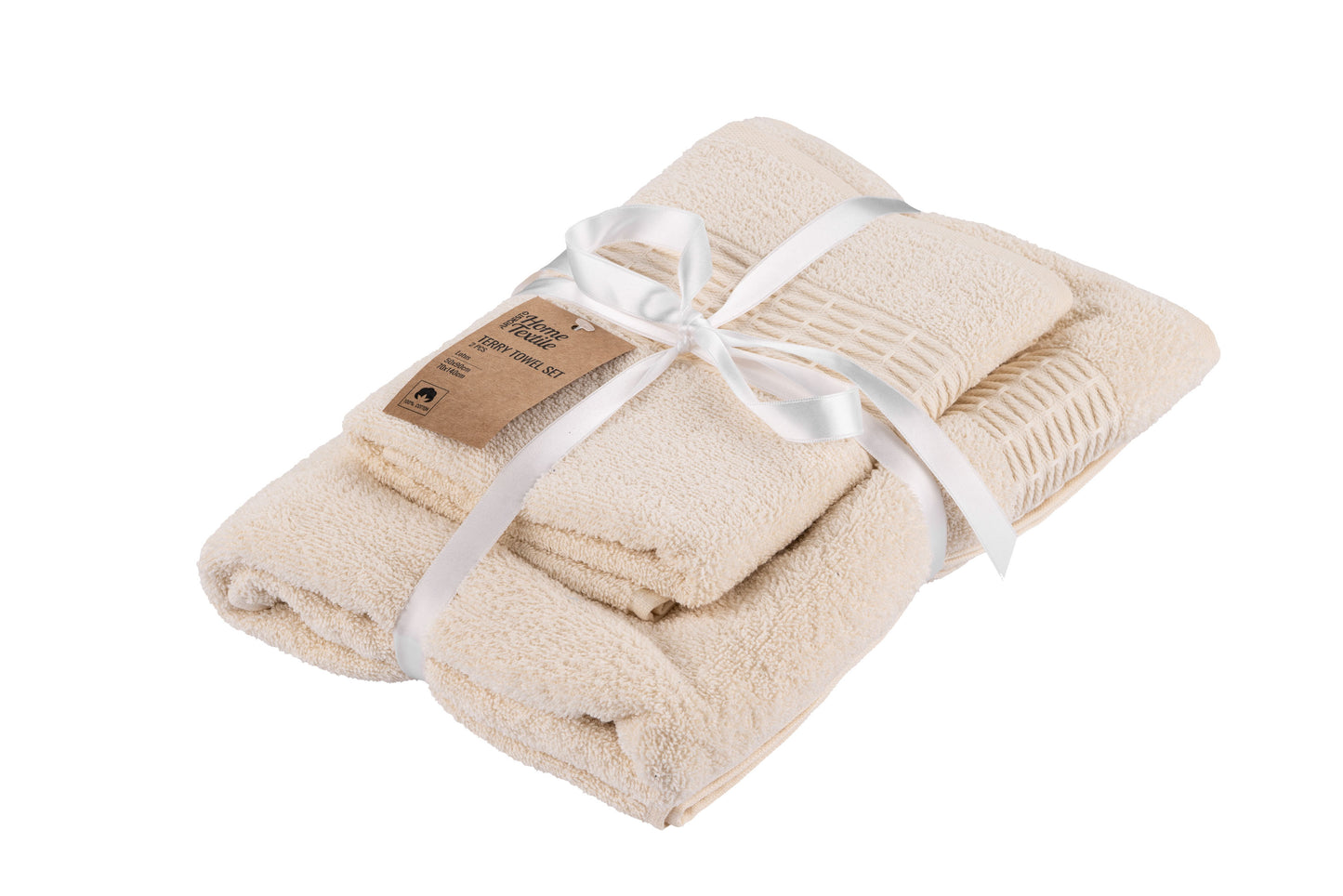 Ardesto Terry towel set Lotus, 50х90cm, 70х140cm, 2pcs, 100% cotton, ivory