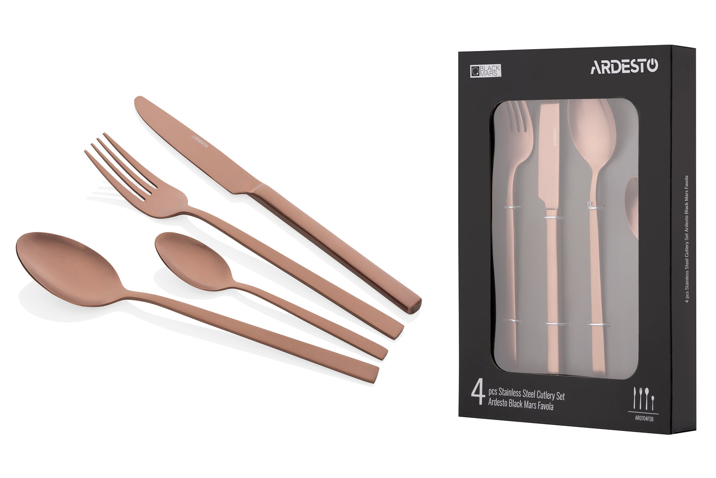 Ardesto Cutlery set Black Mars Favola, 4pcs, stainless steel, copper