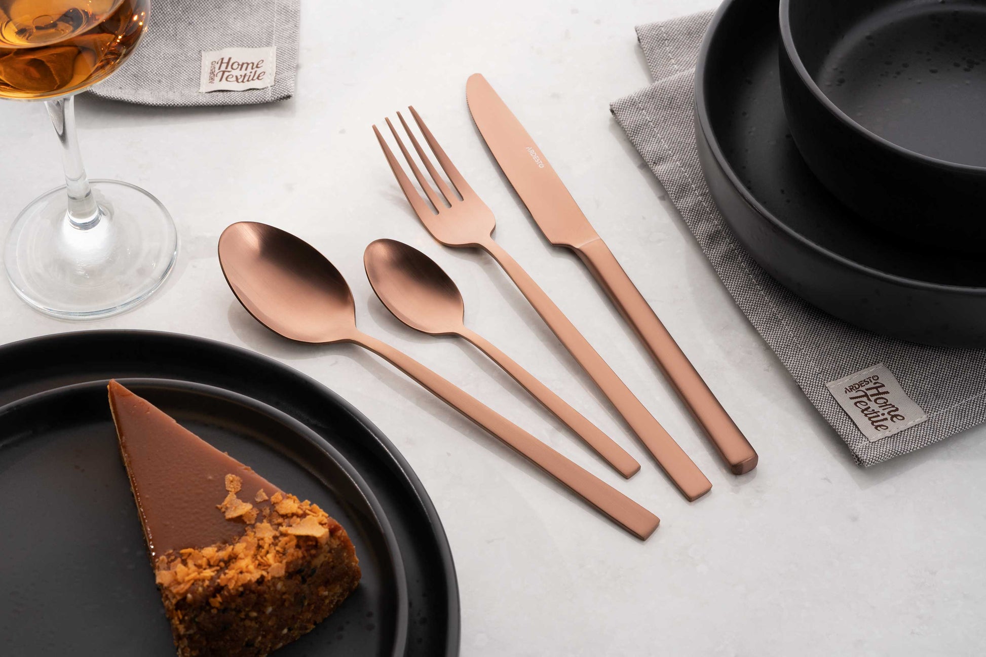 Ardesto Cutlery set Black Mars Favola, 4pcs, stainless steel, copper