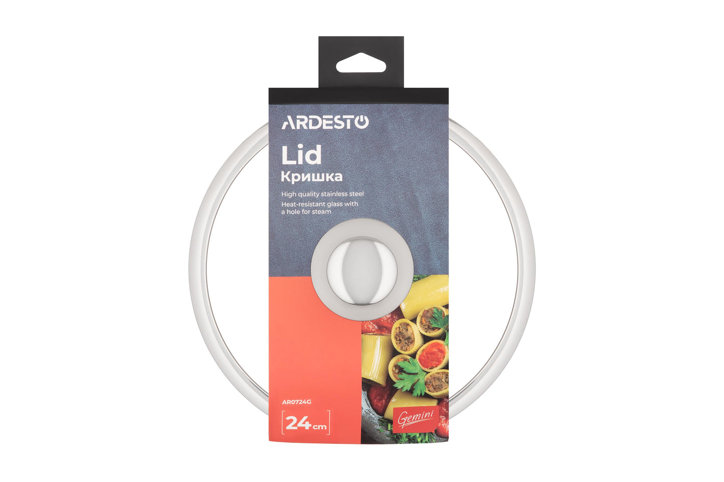 Ardesto Lid Gemini, 24cm, heat-resistant glass, stainless steel