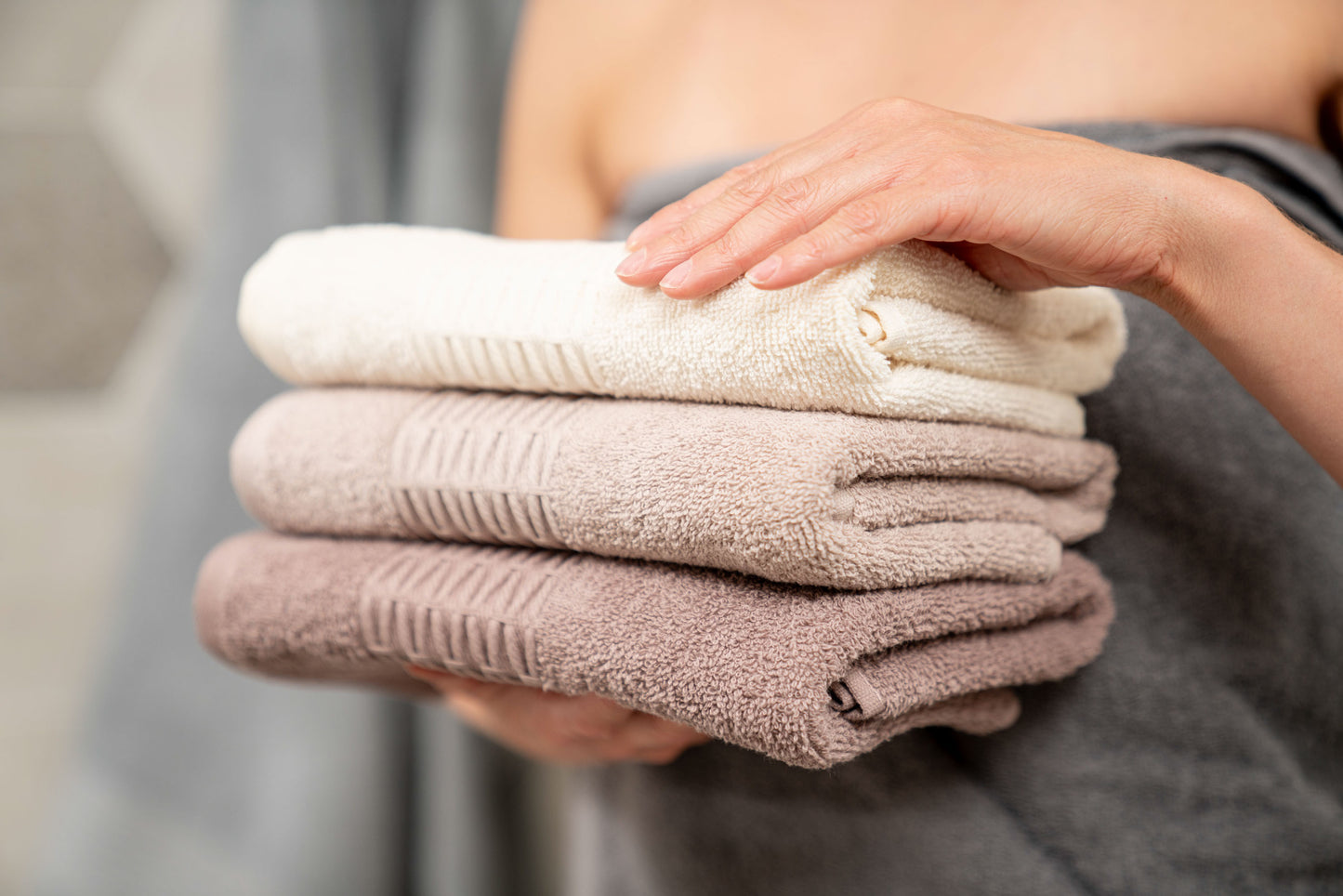Ardesto Terry towel set Lotus, 50х90cm, 70х140cm, 2pcs, 100% cotton, ivory