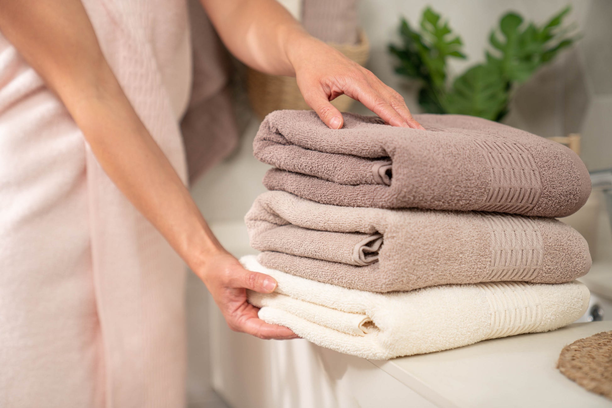 Ardesto Terry towel set Lotus, 50х90cm, 70х140cm, 2pcs, 100% cotton, ivory