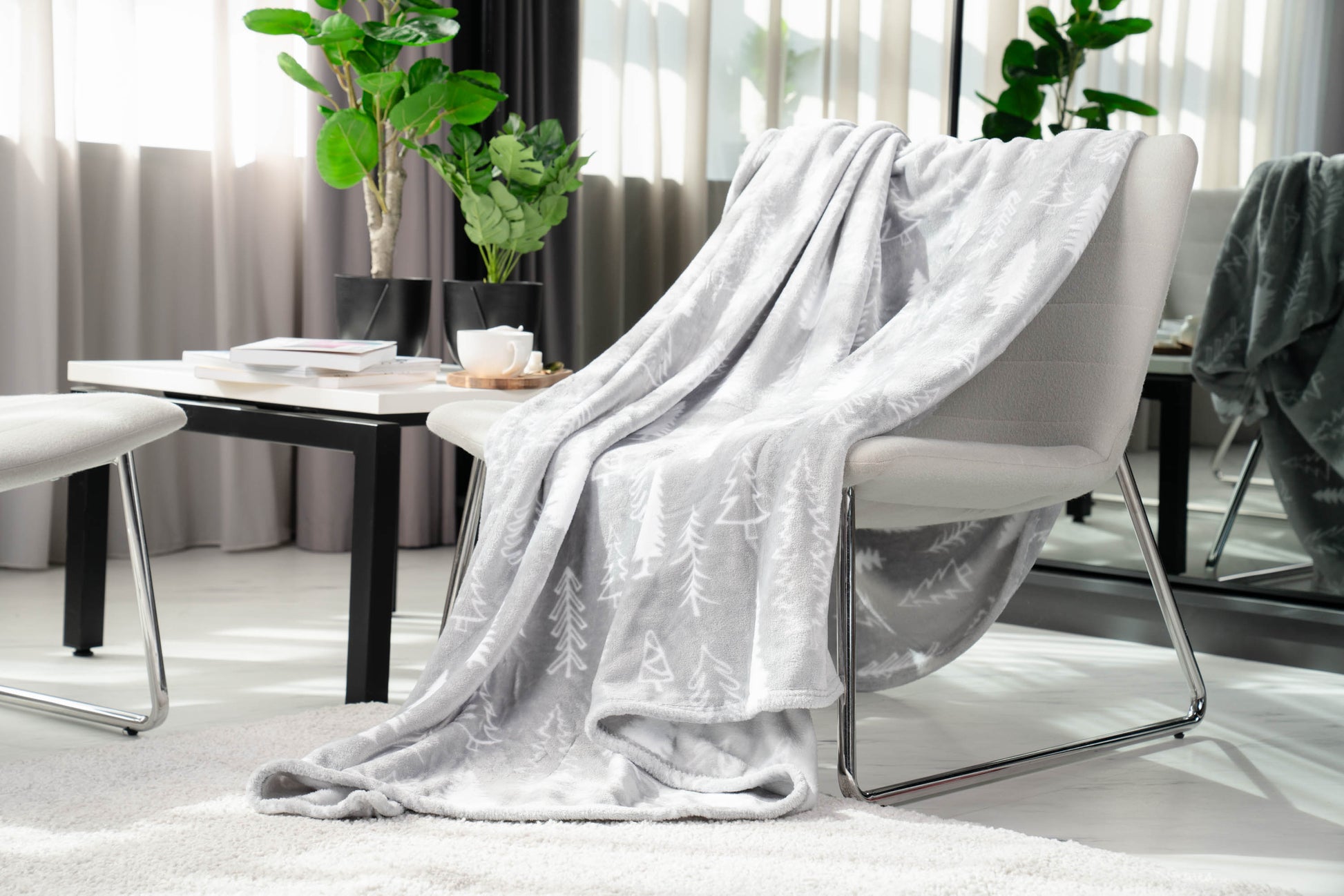 Ardesto Christmas Flannel blanket, 160x200cm, 100% polyester, grey pine