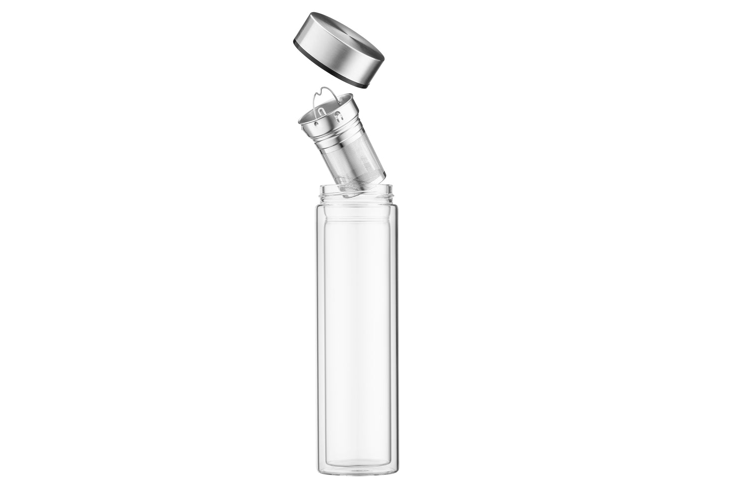 Ardesto Double wall Bottle, 450ml, borosilicate glass, stainless steel