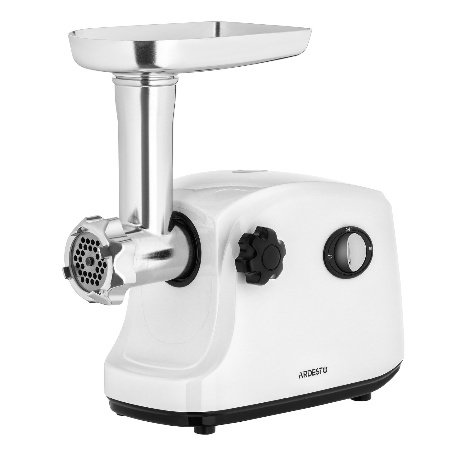 ARDESTO Meat grinder , 1600W, 1.6kg/min, 3 cutting plates, sausages nozzle, plastik, white