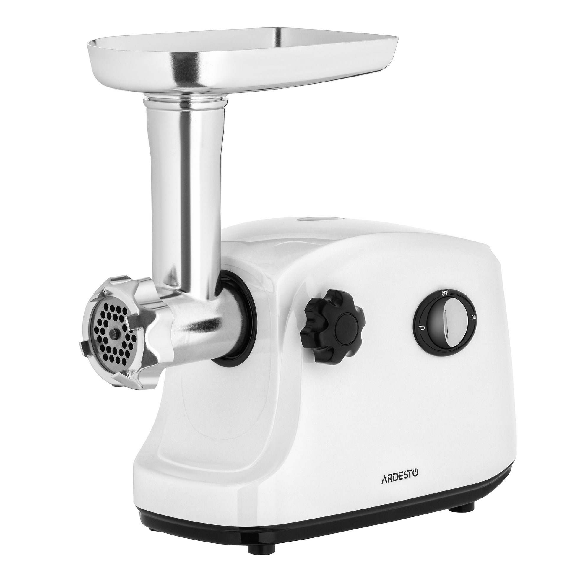 ARDESTO Meat grinder , 1600W, 1.6kg/min, 3 cutting plates, sausages nozzle, plastik, white