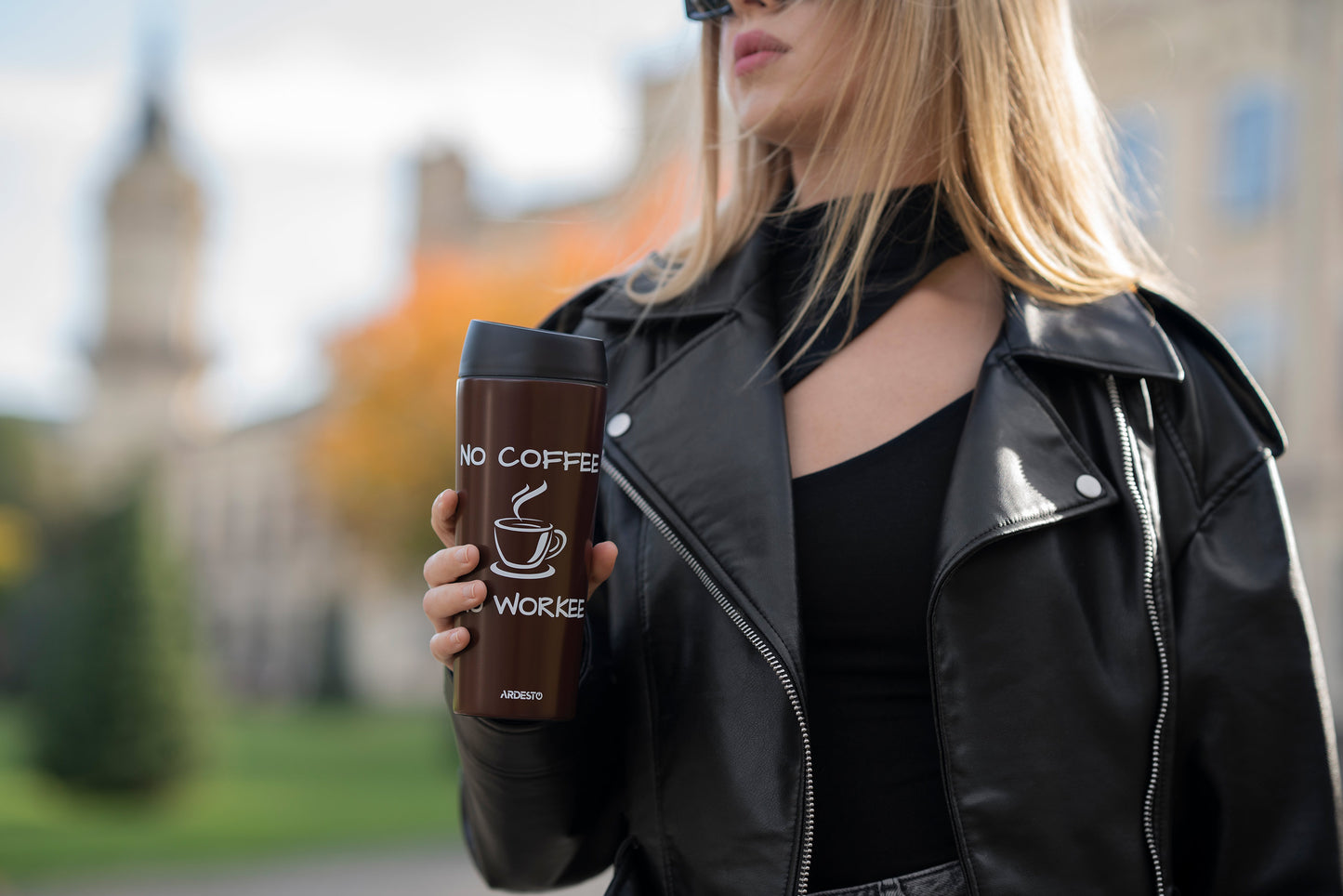 Ardesto Travel mug Coffee Time, 450ml, stainless steel, brown