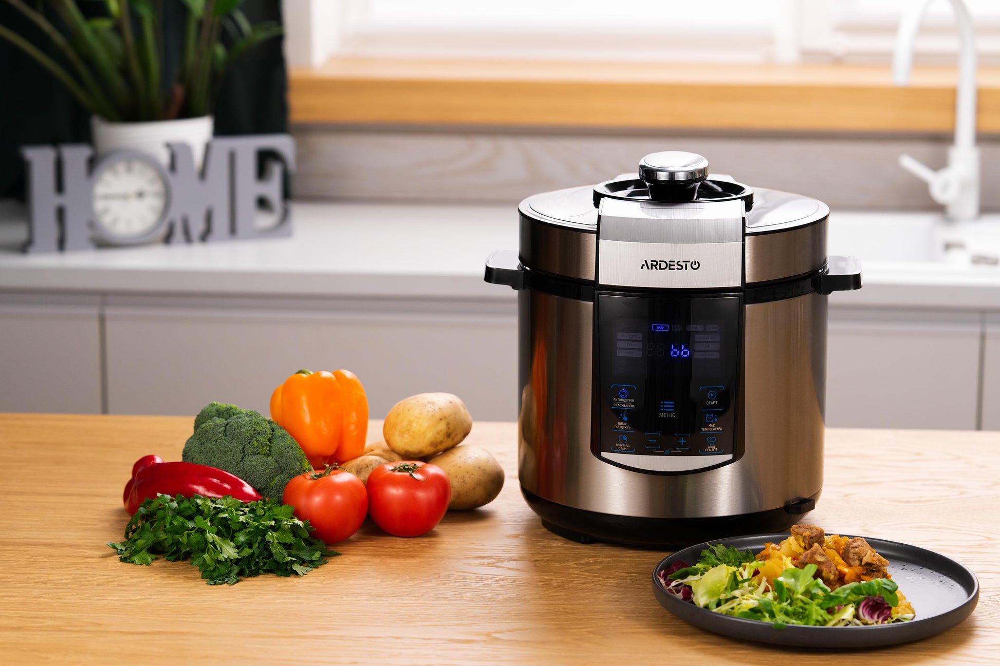 Ardesto pressure cooker, 900W, bowl-6l, electronic control, recipes book, iron/plastic, silver