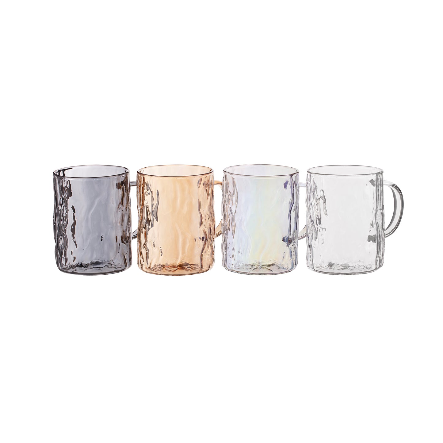 Ardesto Set of cups Shine mix, 260ml, 4pcs, borosilicate glass, transparent, golden, grey, pearlescent