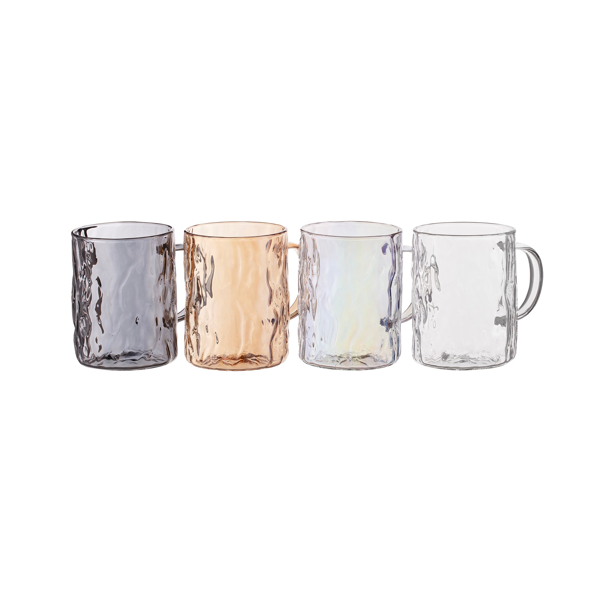 Ardesto Set of cups Shine mix, 260ml, 4pcs, borosilicate glass, transparent, golden, grey, pearlescent