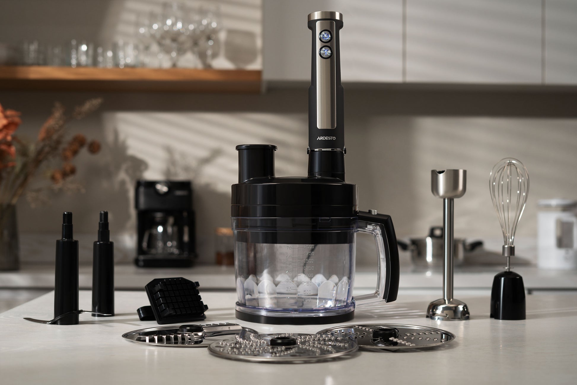 Ardesto blender submersible, 1000W, 7in1, bowl-2000ml, black-silver