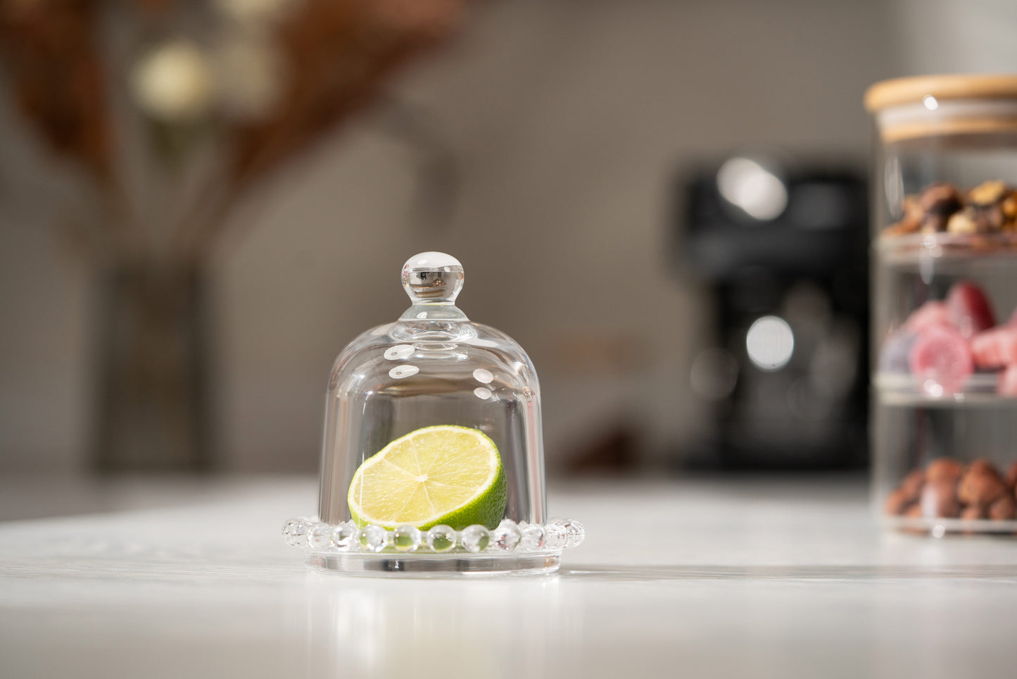 Ardesto Lemon dish with lid, 9cm, glass, transparent