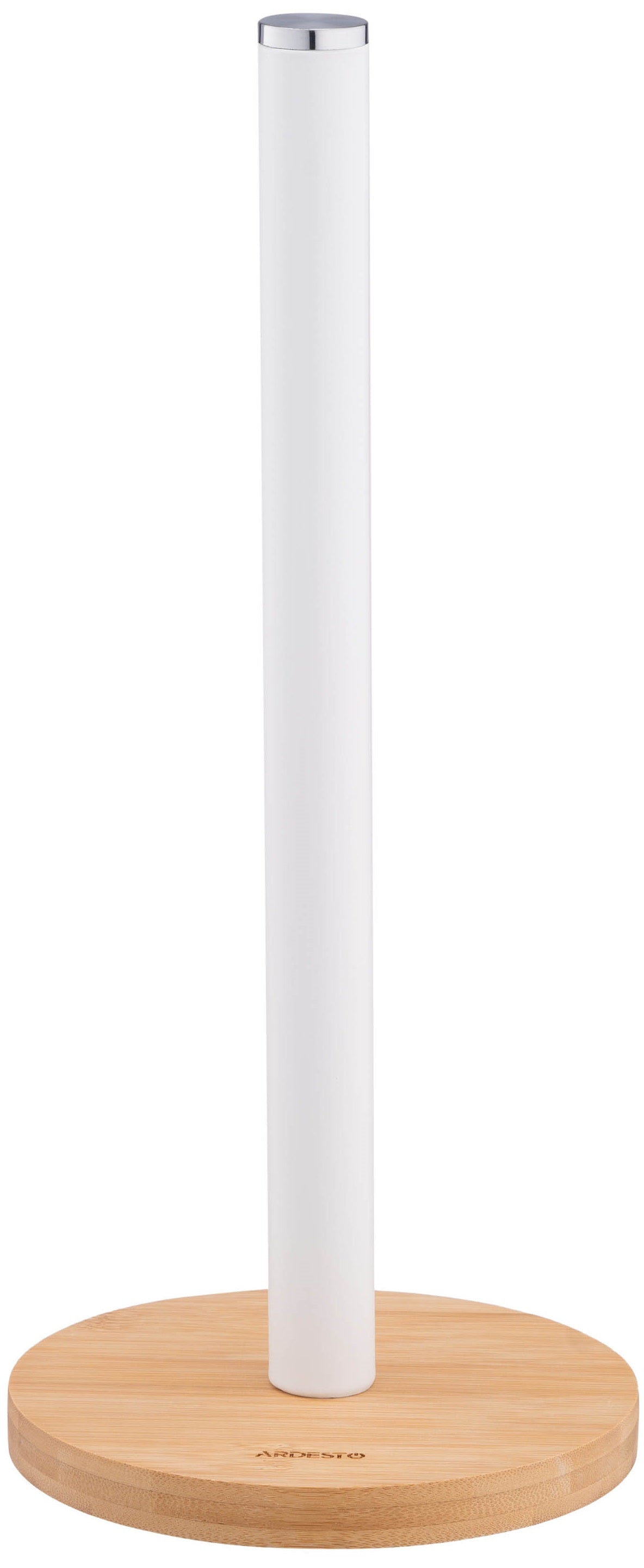 Ardesto Paper Towel Holder Midori 15х34cm, metal, bamboo, white