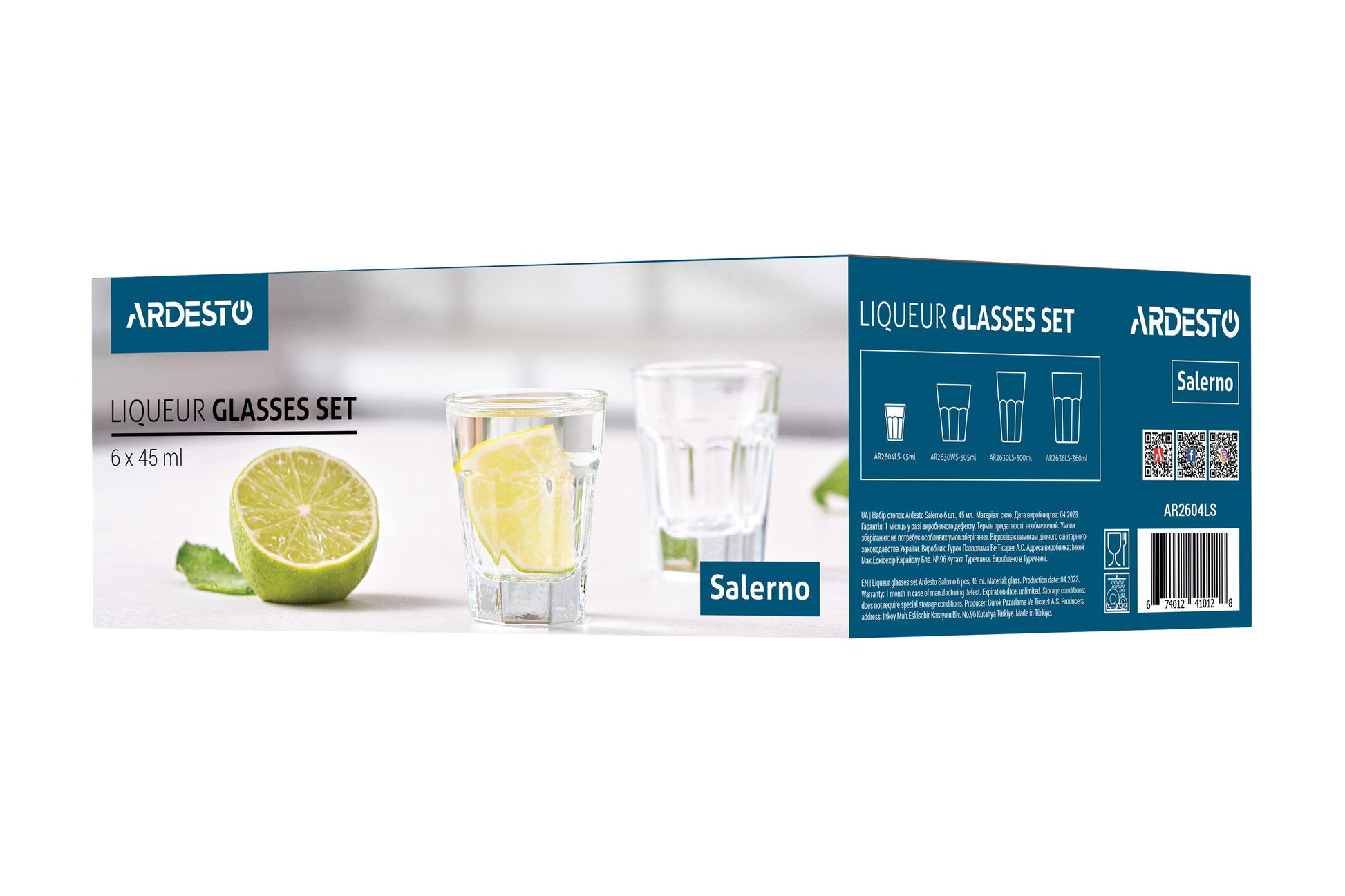 Ardesto Liqueur glasses set Salerno, 45ml, 6pcs, glass, transparent