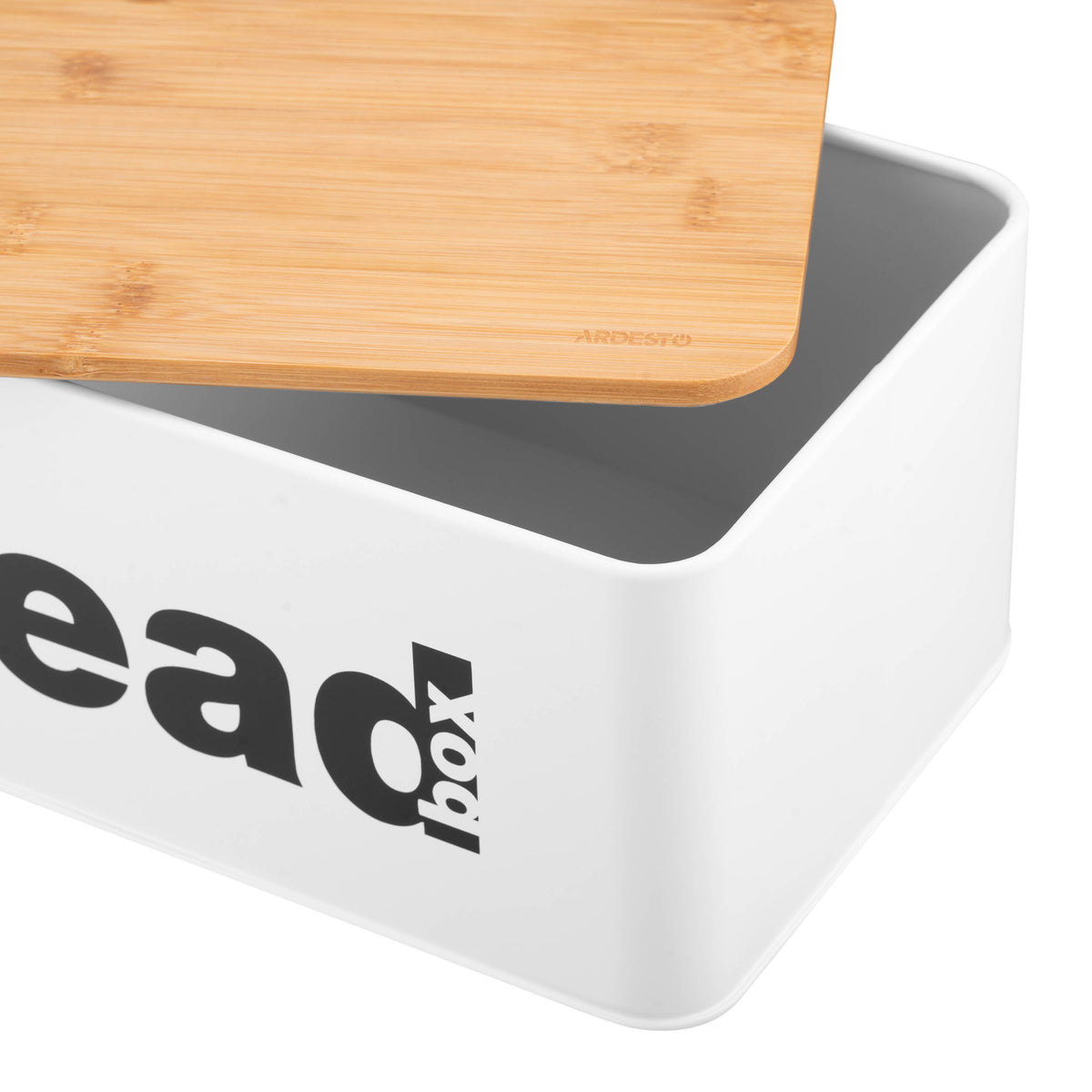 Ardesto Bread bin Midori 33х18х13cm, metal, bamboo, white