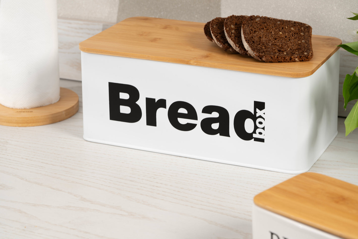 Ardesto Bread bin Midori 33х18х13cm, metal, bamboo, white