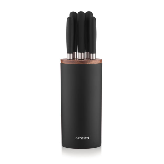 Ardesto Knives Set with block Gemini, 6pcs, stainless steel, plastic, black