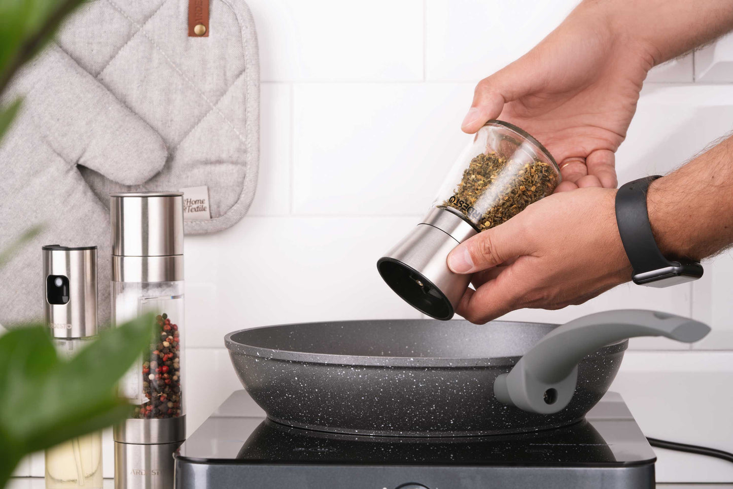Ardesto Salt and Pepper Mill Gemini, glass, stainless steel