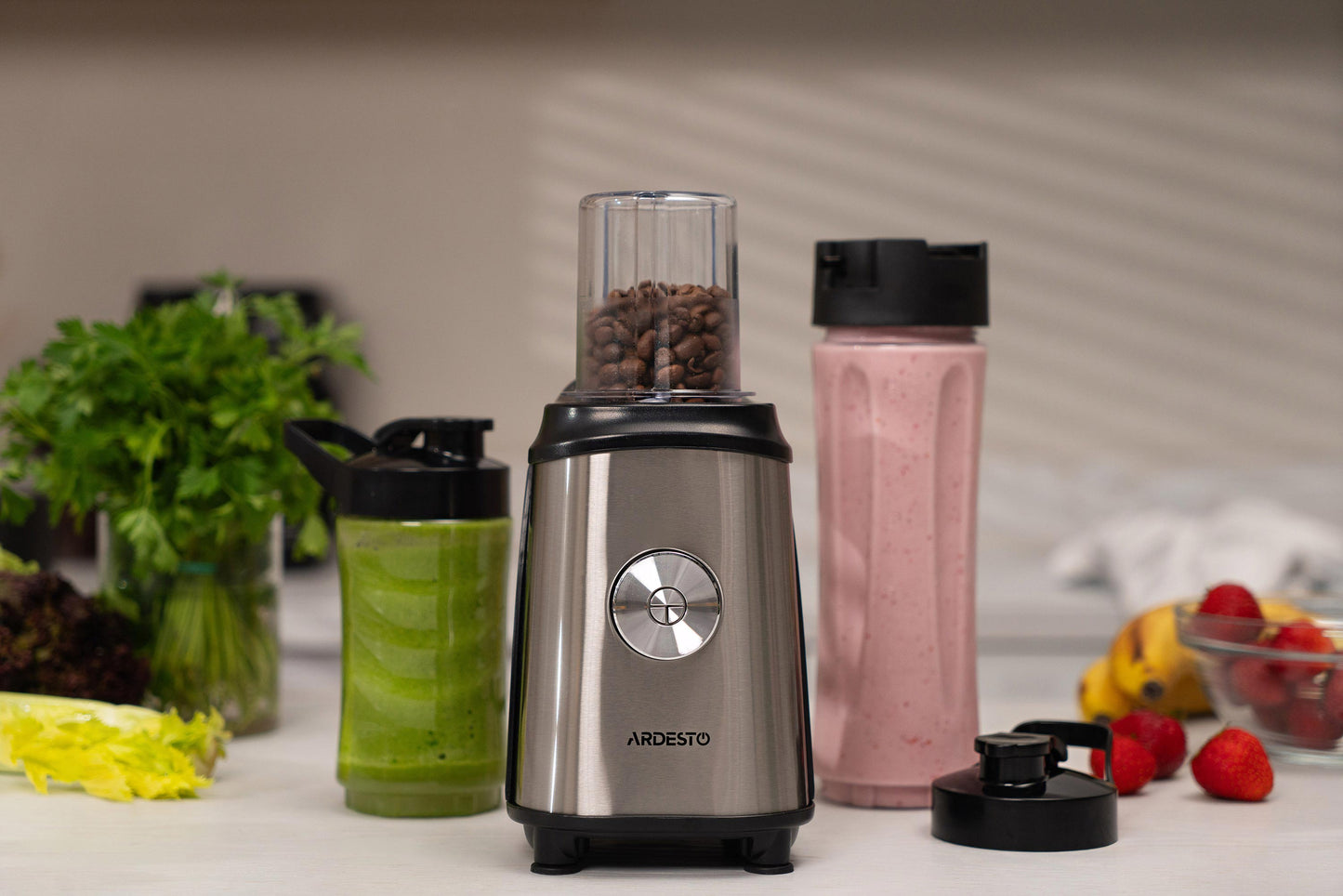 Ardesto Blender for smoothies BG-F350, 350W, 2in1, bottle-600ml, bottle-300ml, coffee grinder, black+silver