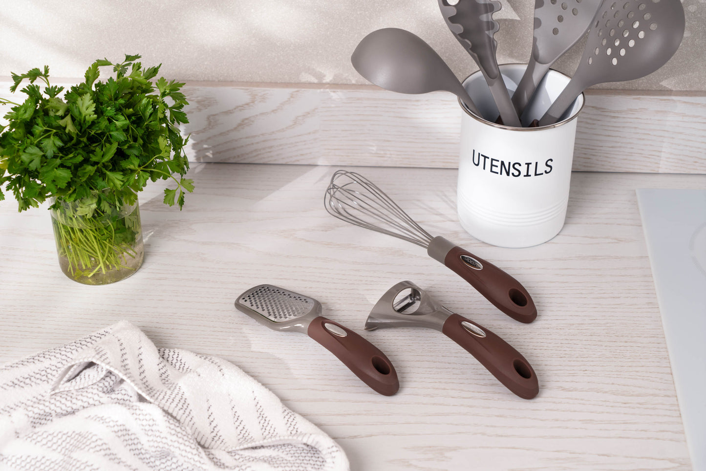 Ardesto Peeler Gemini, 19.5cm, stainless steel, nylon, gray-brown