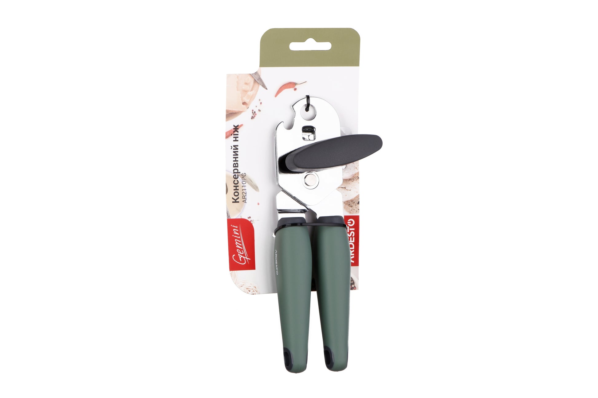 ARDESTO Can opener  Gemini, gray/green, iron, pp with soft touch