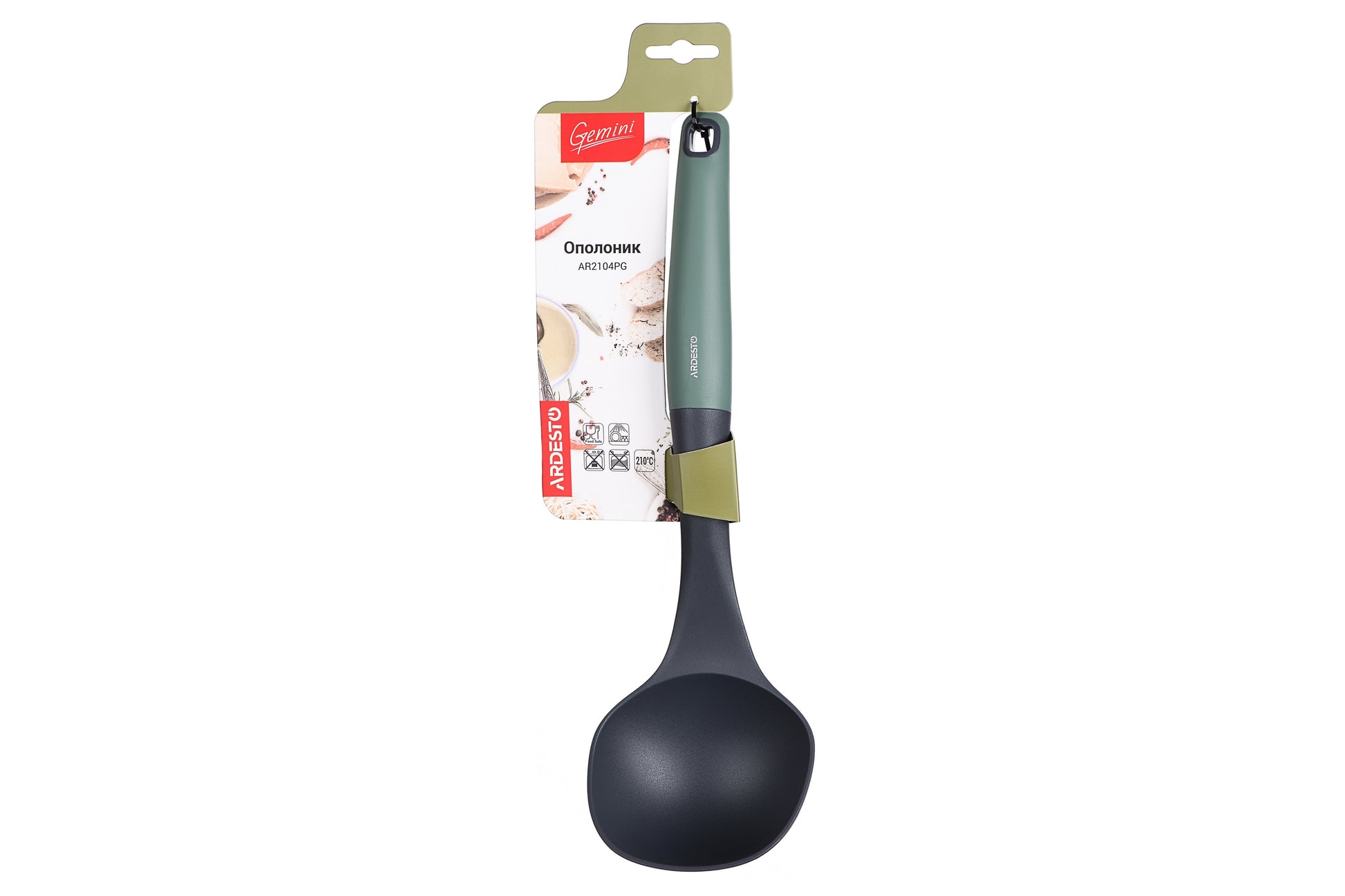 ARDESTO Soup Ladle  Gemini, gray/green, nylon, pp with soft touch