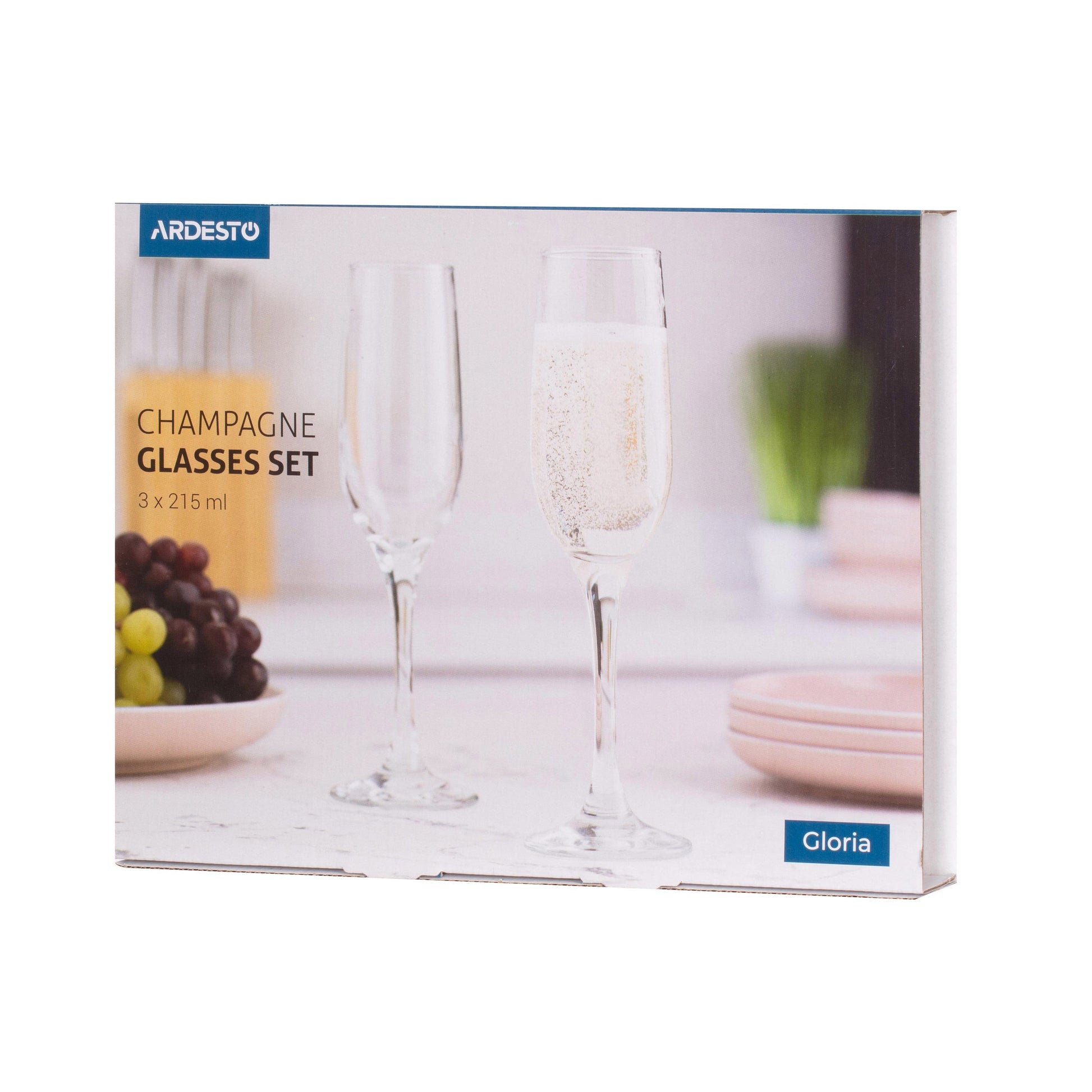 Ardesto Champagne glasses set Gloria 6 pcs, 215 ml, glass