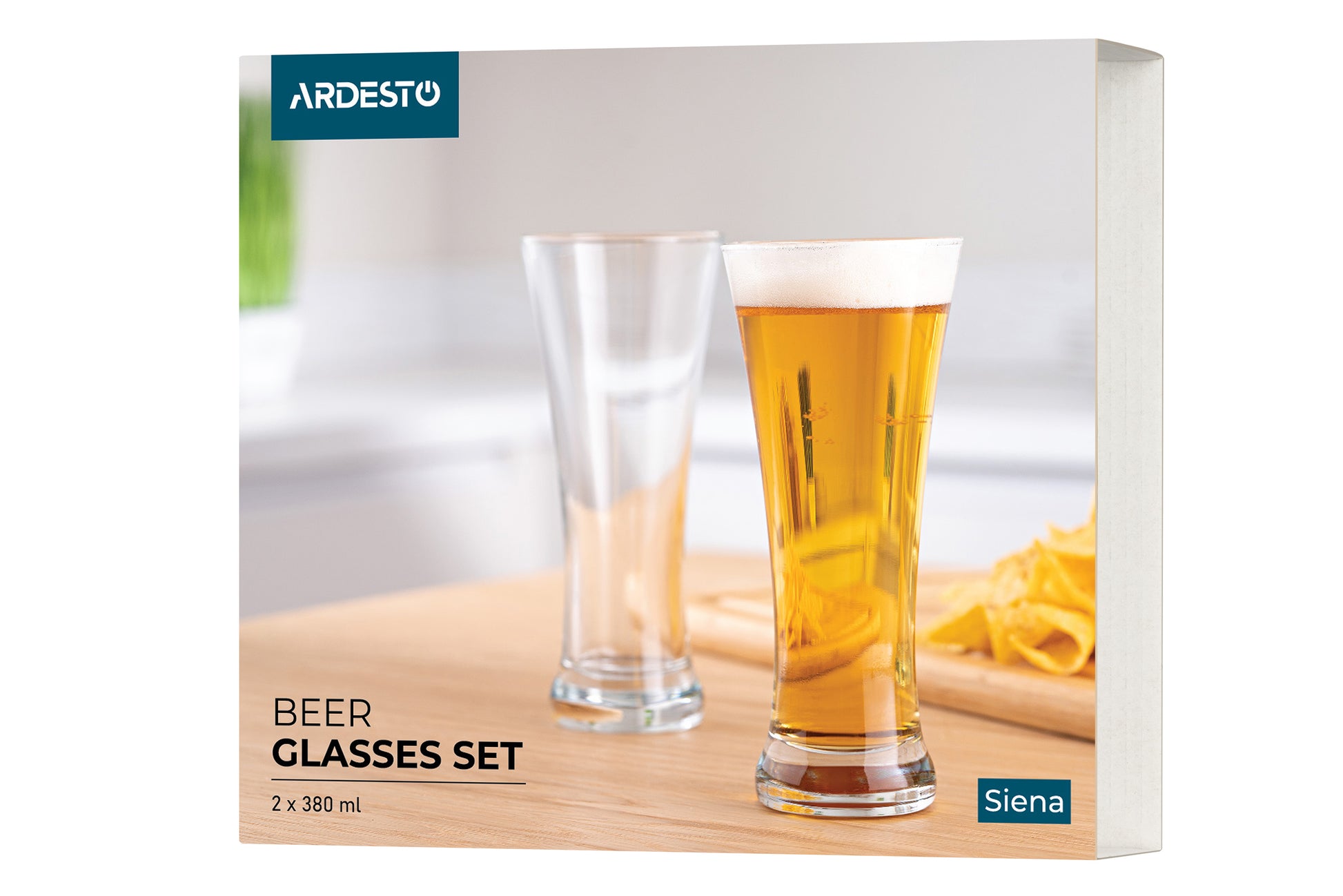 Beer glasses set ARDESTO Siena 380ml, 2pcs, glass, transparent