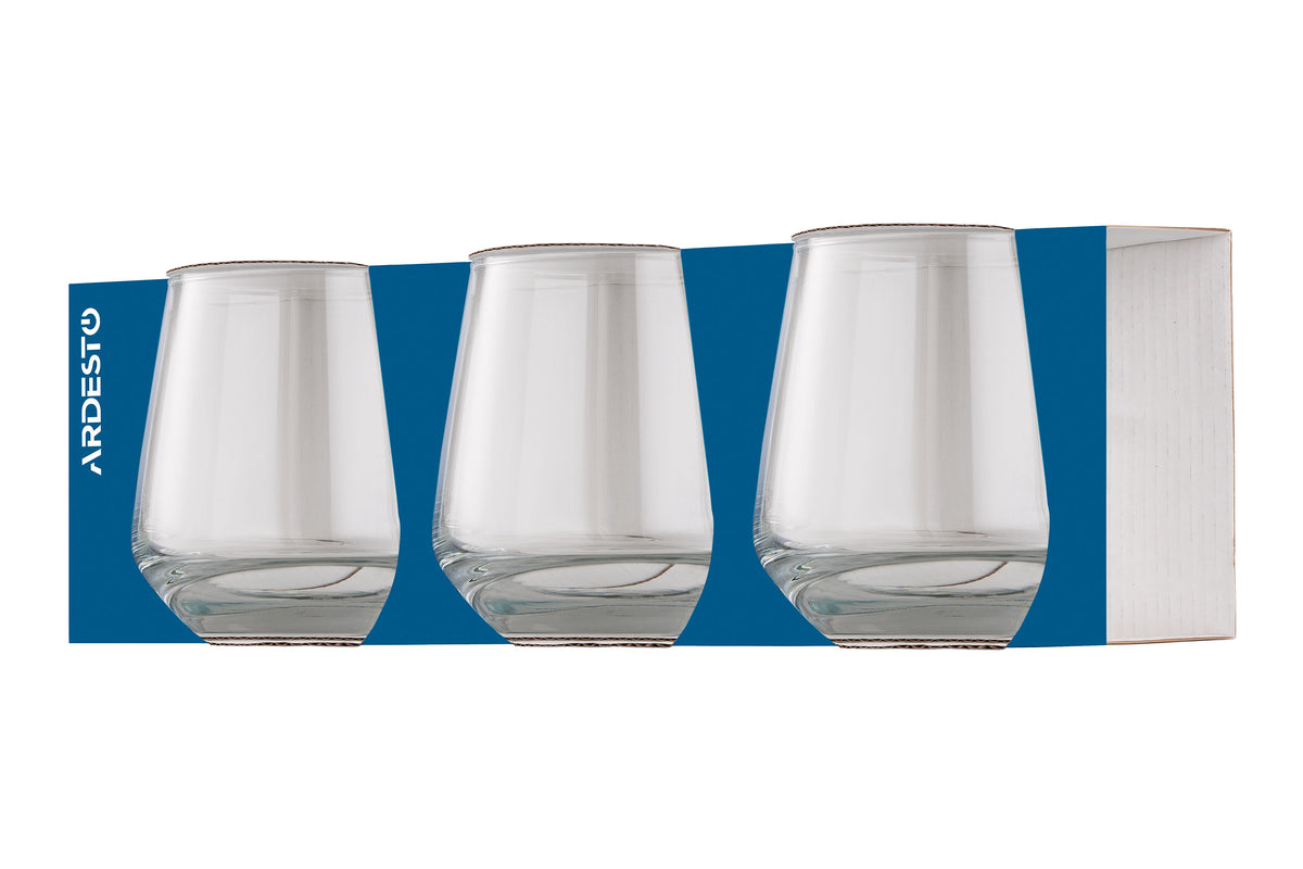 Ardesto Low Glass set Gloria Shine, 345ml, 3pcs, glass, transparent