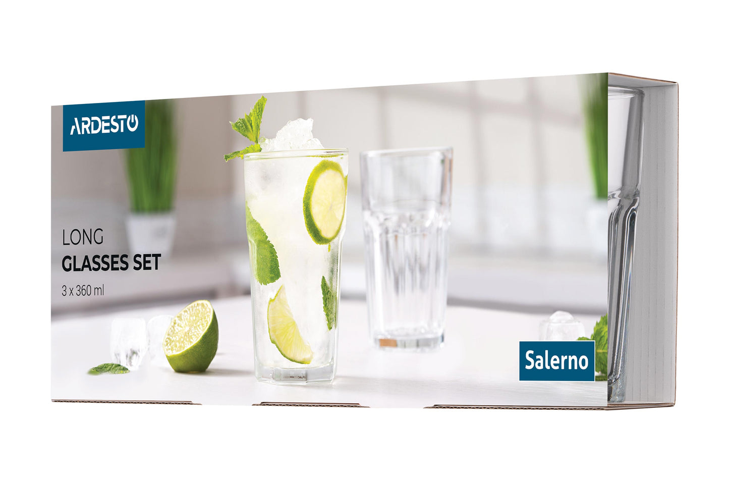 Ardesto Long Drink set Salerno 360 ml, 3 pcs, glass
