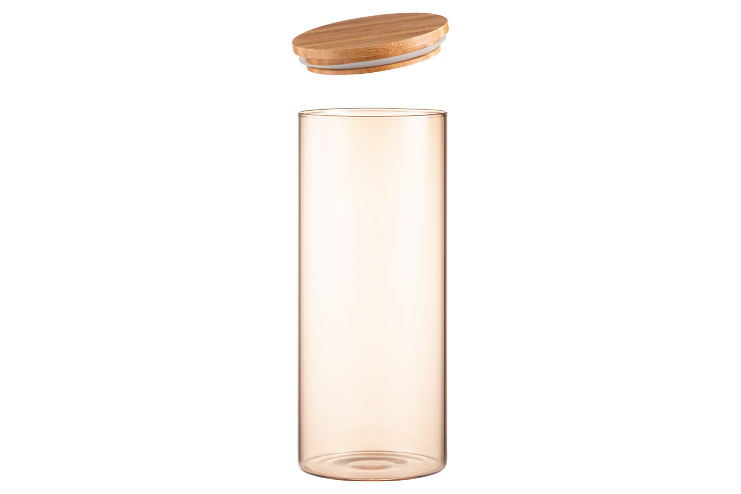 Ardesto Jar Midori, 1000ml, glass, bamboo, round, transparent