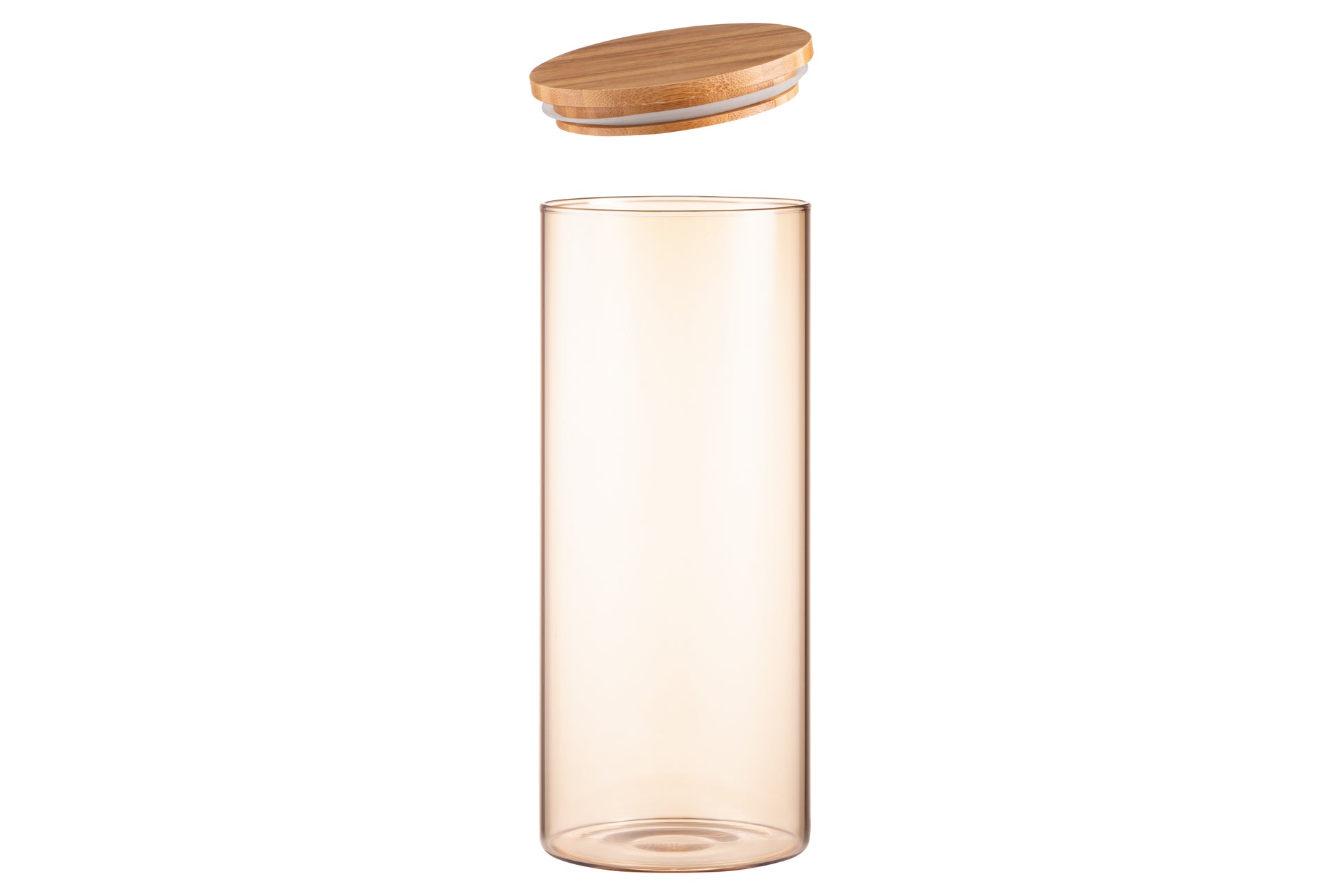 Ardesto Jar Midori, 1000ml, glass, bamboo, round, transparent