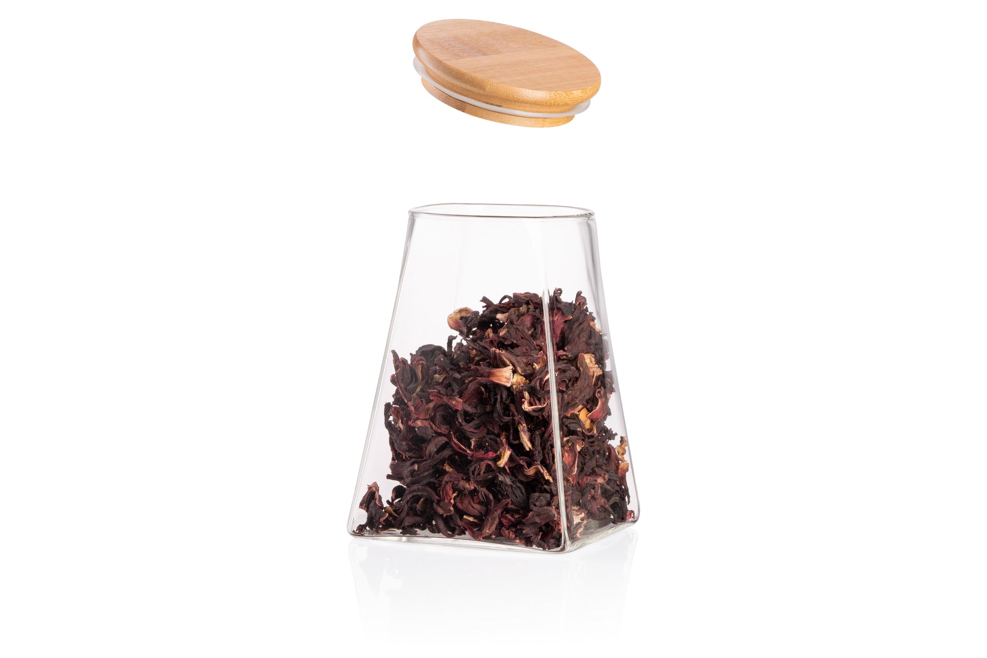 Ardesto Jar Midori, 910ml, glass, bamboo, cone, transparent