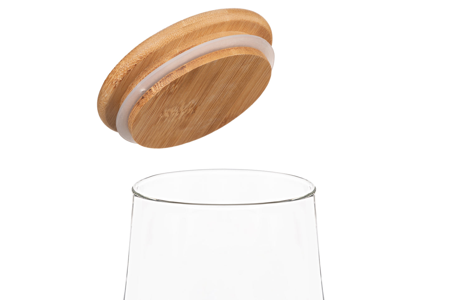 Ardesto Jar Midori, 910ml, glass, bamboo, cone, transparent