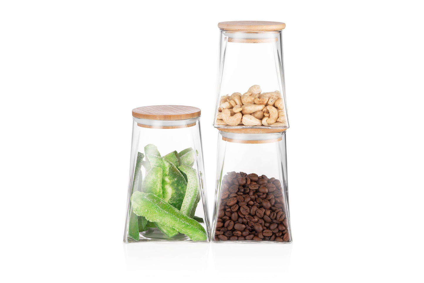 Ardesto Jar Midori, 910ml, glass, bamboo, cone, transparent