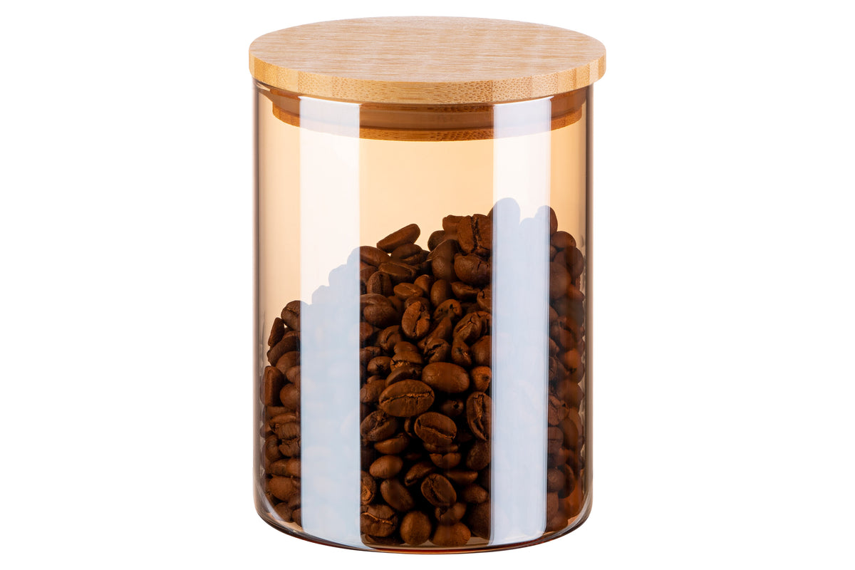 Ardesto Jar Midori, 540ml, glass, bamboo, round, transparent