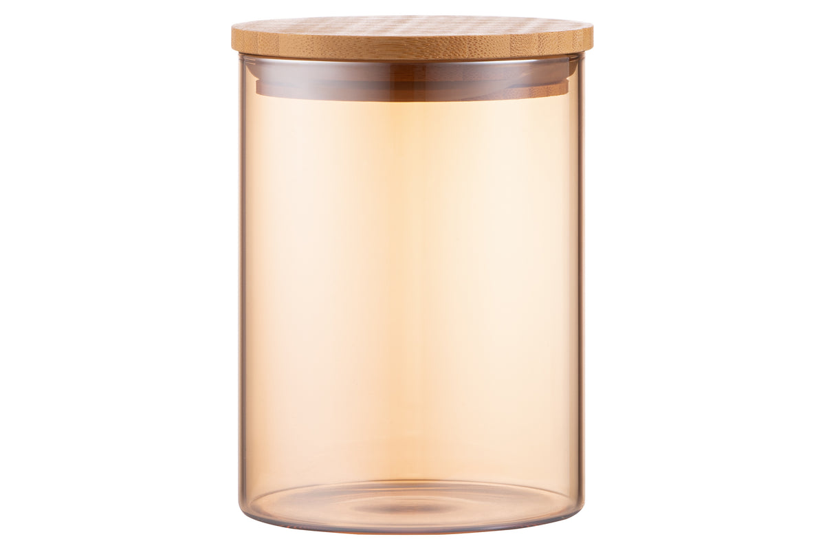 Ardesto Jar Midori, 540ml, glass, bamboo, round, transparent