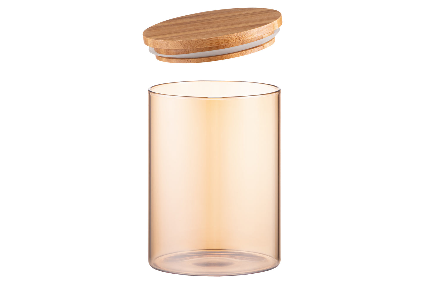 Ardesto Jar Midori, 540ml, glass, bamboo, round, transparent