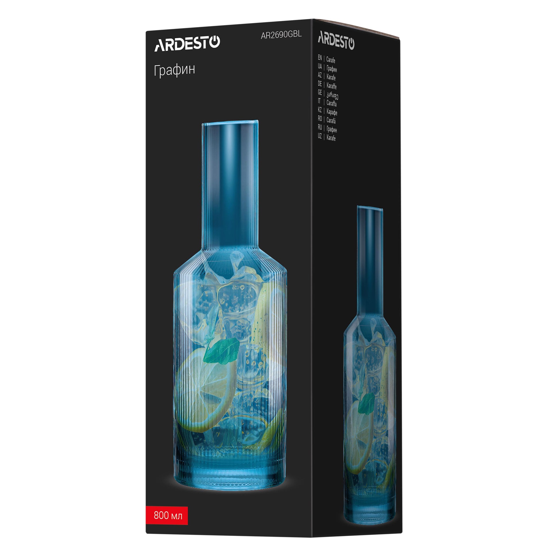 Ardesto Carafe, 800ml, borosilicate glass, blue