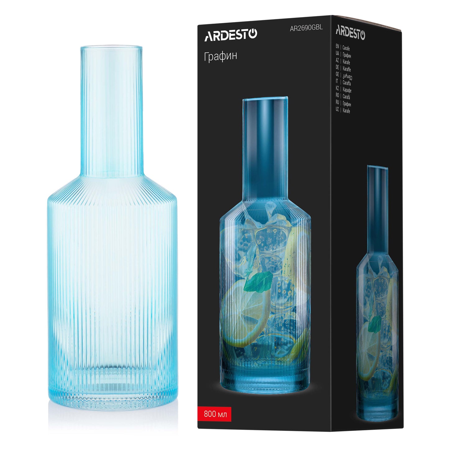 Ardesto Carafe, 800ml, borosilicate glass, blue