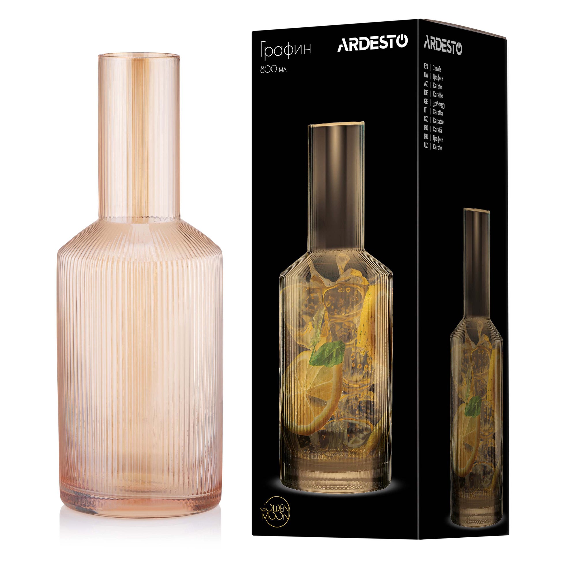 Ardesto Carafe, 800ml, borosilicate glass, golden